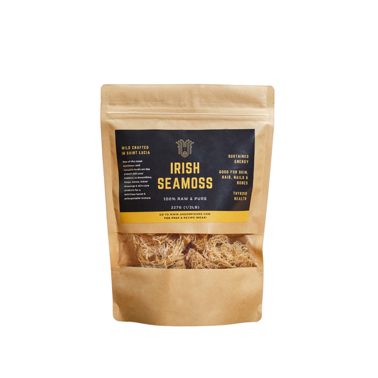 Bag of Irish Seamosis on a white background